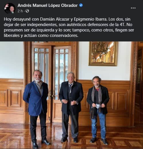AMLO DEFENSORES DE LA 4T DAMIÁN ALCÁZAR EPIGMENIO IBARRA