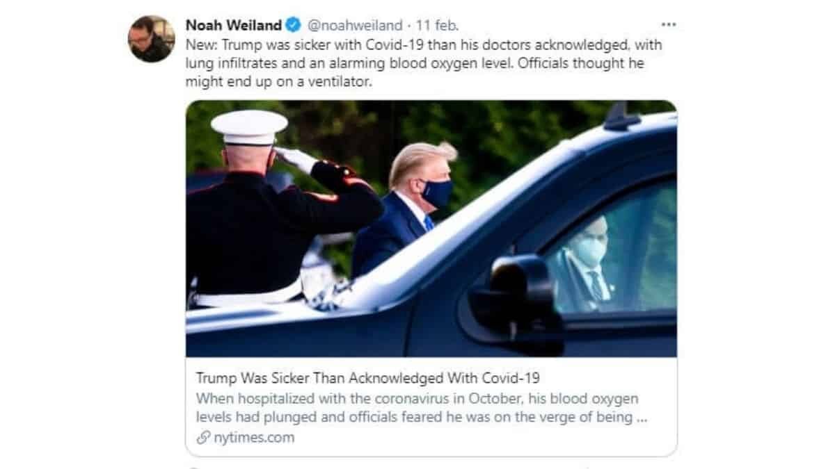 De acuerdo con The New York Times, Donald Trump estuvo más grave de lo que se informó públicamente en octubre, cuando enfermó de Covid-19.