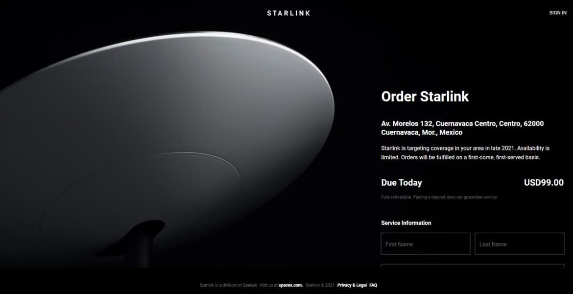 Los mexicanos ya podrán pre-registrarse para contratar Starlink, el servicio de internet satelital de SpaceX, compañía espacial de Elon Musk.