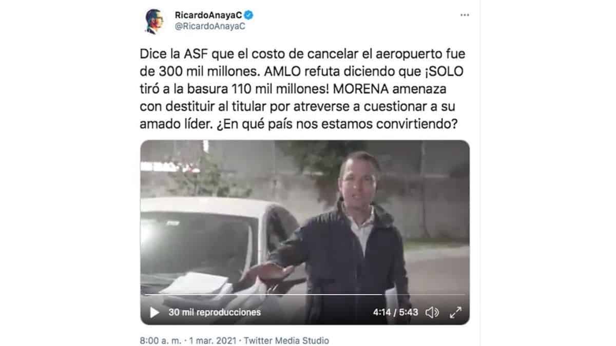 Ricardo Anaya llamó a los diputados de todos los partidos a no caer en el “perverso juego” de AMLO hacia el titular de la ASF, David Colmenares Páramo.