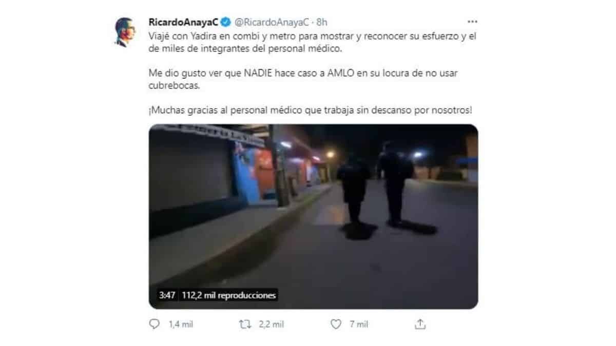 Ricardo Anaya Cortés acompañó a una enfermera que como millones de mexicanos, se levantan muy temprano para viajar en combi y en metro para llegar a su trabajo.