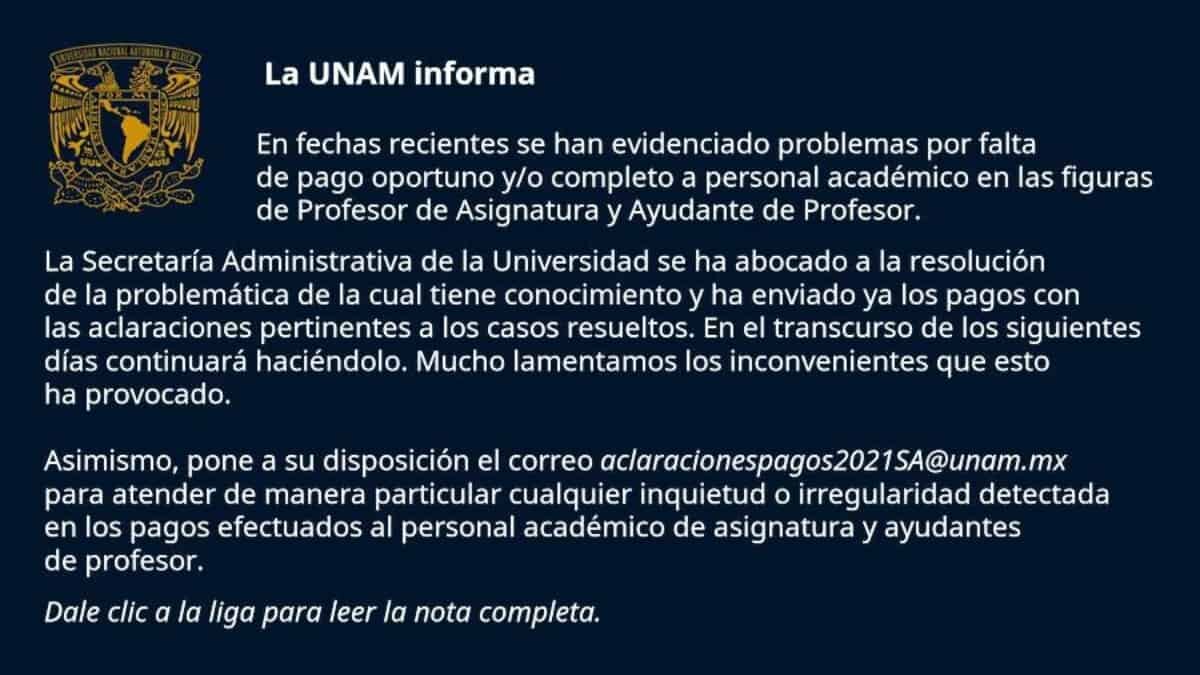 Por los retrasos en los pagos de profesores de la UNAM, 12 facultades iniciaron un parto de actividades para exigir que la institución solucione el problema.