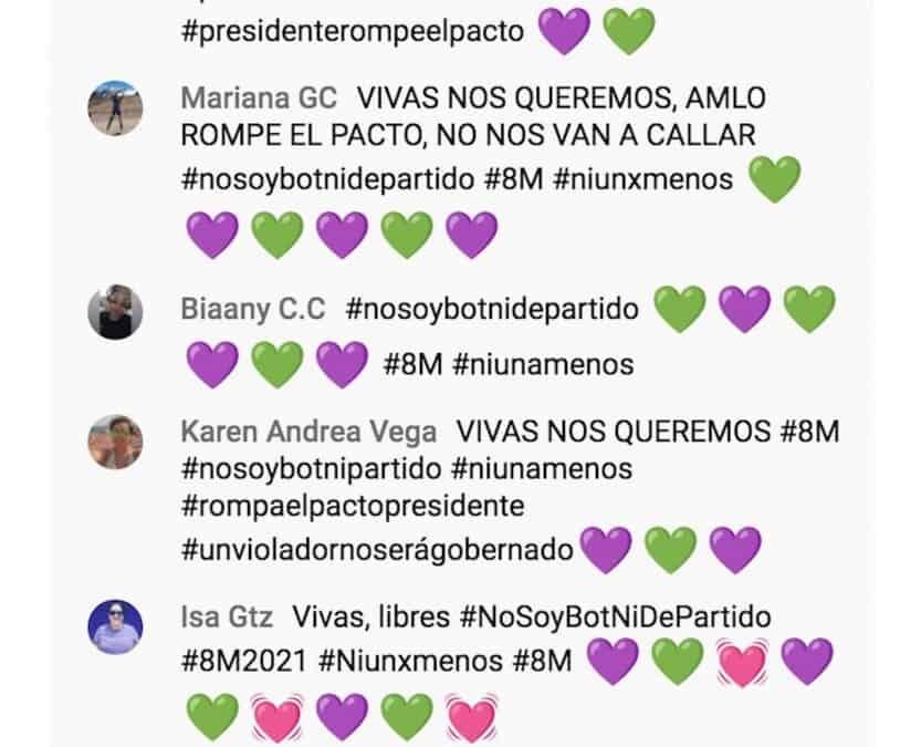 Las inconformes tomaron el control del chat de la transmisión de la conferencia "mañanera" de este 8 de marzo.