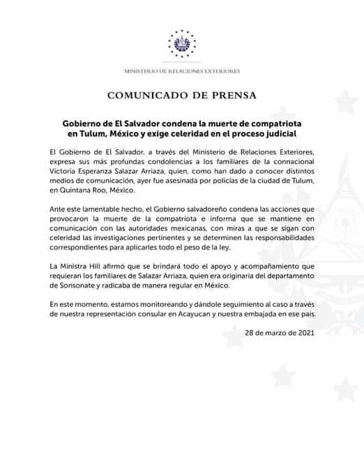 Te contamos lo qué sucedió con Victoria, mujer salvadoreña asesinada por cuatro policías en Tulum el fin de semana.