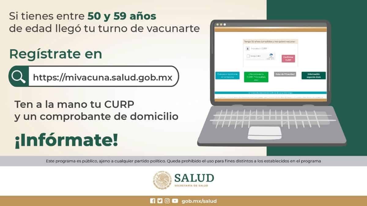 La tarde del miércoles 28 de abril circuló en redes sociales mensaje falso en el que se hacia mención a las fallas de la plataforma para hacer el registro para vacunación de personas de 50 a 59 años por lo que se invitaba a realizar un segundo registro.