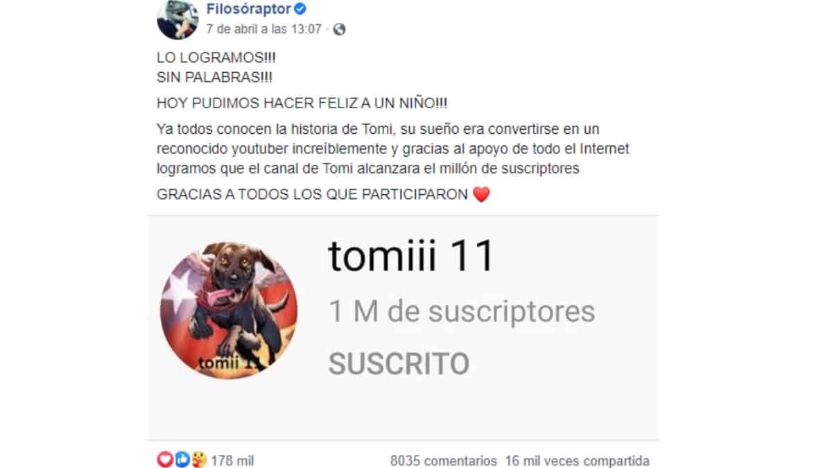 Páginas del mundo Gamer ayudaron a Tomiii 11 para lograr su sueño.