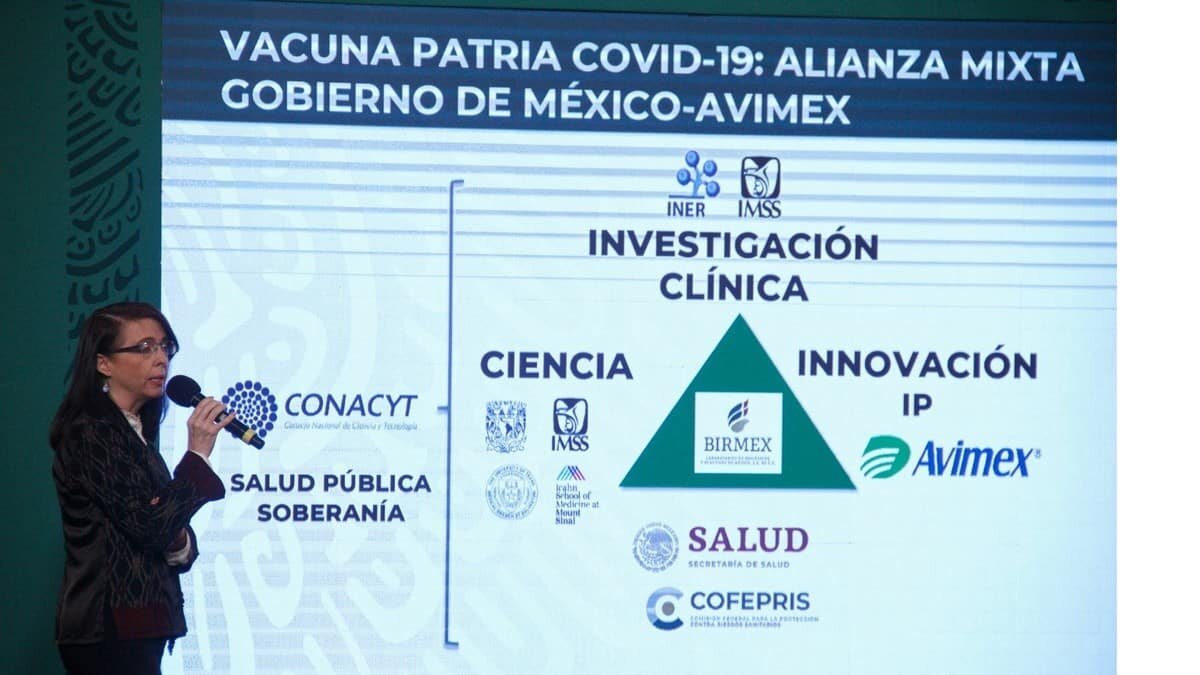 La titular del Conacyt indicó que se comenzará con el reclutamiento de voluntarios para probar vacuna Patria contra Covid-19.