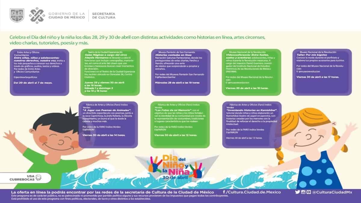 Programación de eventos virtuales para el Día del Niño.