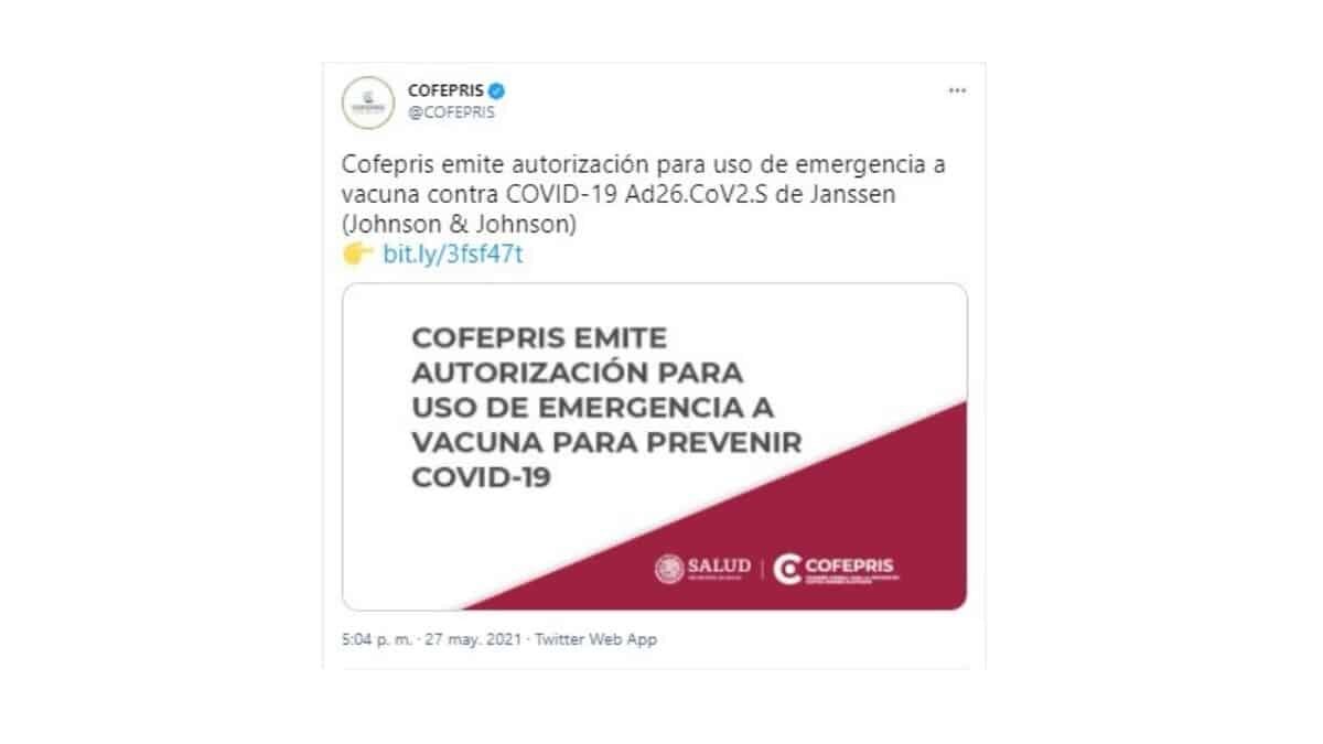 Autoriza Cofepris uso de la vacuna estadounidense Jonhson & Johnson