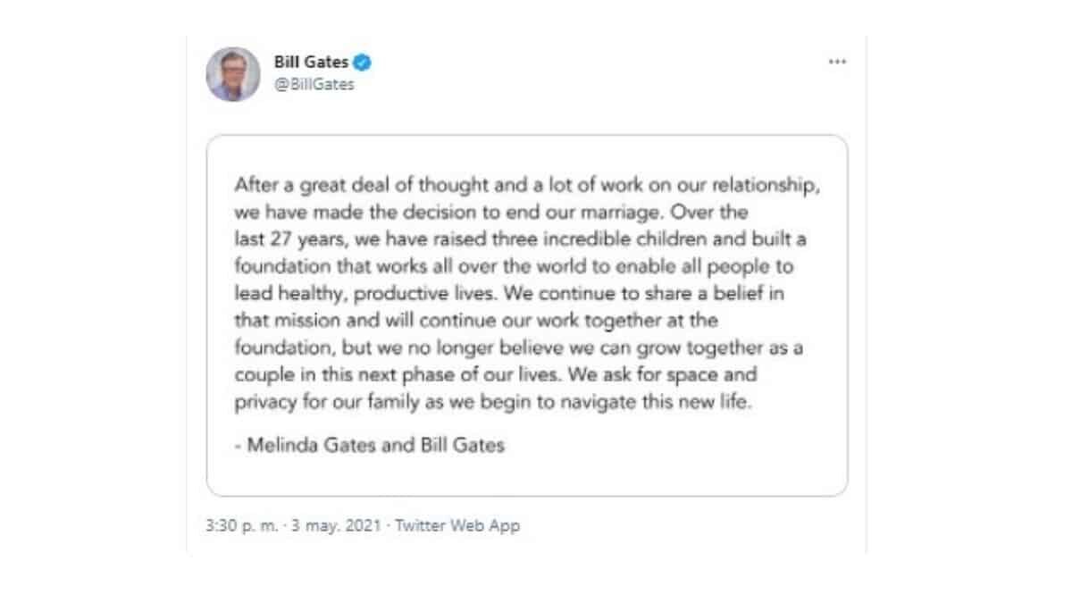 'Casado sin amor', relata Bill Gates a sus amigos como fue su relación
