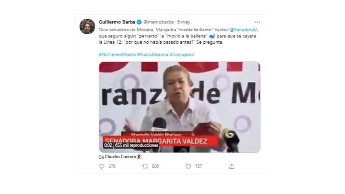 Gente perversa movió la "ballena" en Línea 12, asegura senadora de Morena