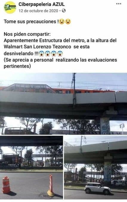 Vecinos habían alertado de los daños en la estructura de la Línea 12 del Metro, luego de los sismos de 2017.