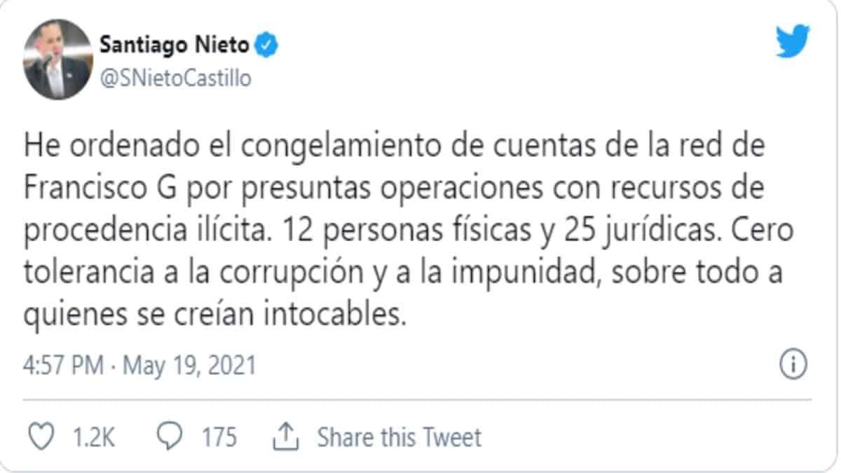 La FGR obtuvo una orden de aprehensión contra el gobernador de Tamaulipas, Francisco García Cabeza de Vaca,
