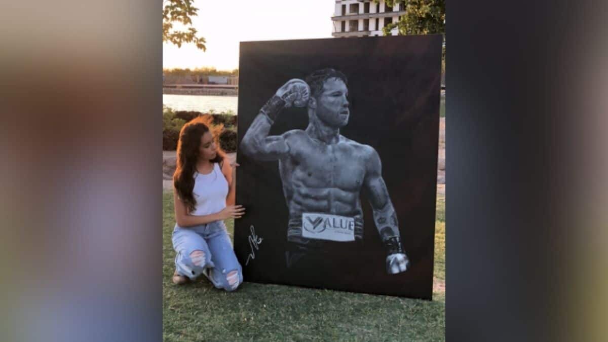 La joven compartió la pintura del boxeador a través de Instagram por lo que el “Canelo” no tardo en responderle.