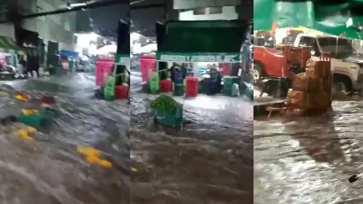 Lluvias inundan central de abastos y arrasa con la mercancía
