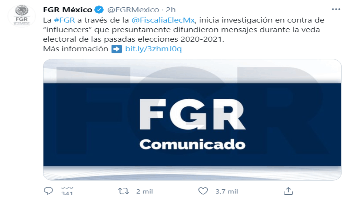 FGR investigará a "influencers” por violar veda electoral para promover al PVEM