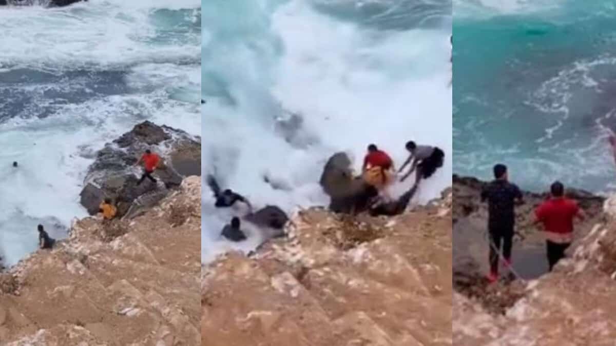 Arrastra ola a turistas que ignoraron letreros de advertencia en La Bufadora (Video)