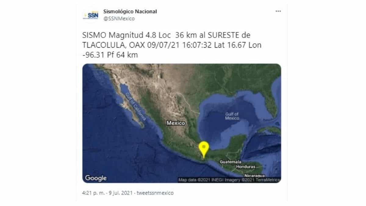 Sismo de 4.8 sacude Tlacolula, Oaxaca; activan protocolos de seguridad