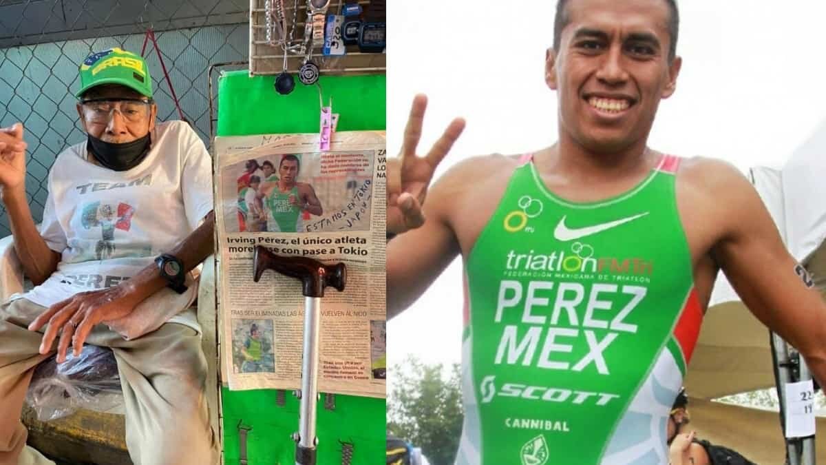 Apoyo de abuelito del atleta Irving Pérez causa ternura en redes sociales.