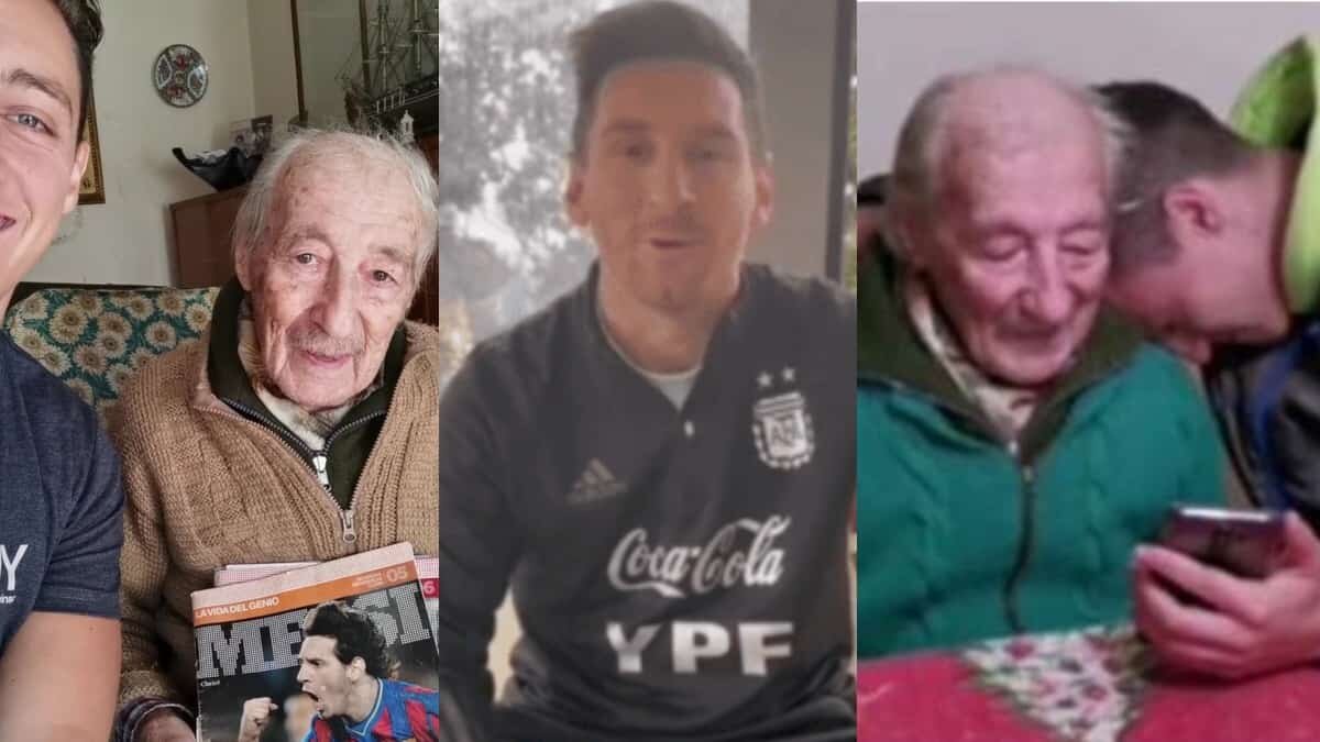 Messi sorprende a abuelito de 100 años con un emotivo mensaje