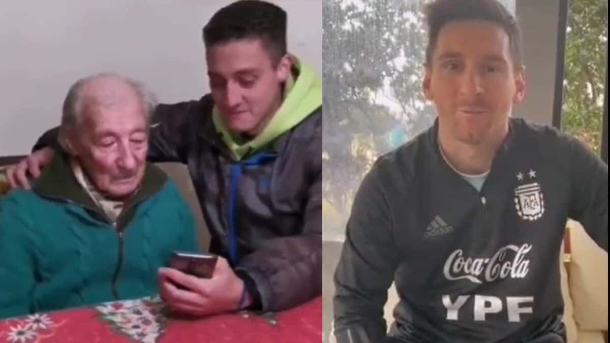 Messi sorprende a abuelito de 100 años con un emotivo mensaje