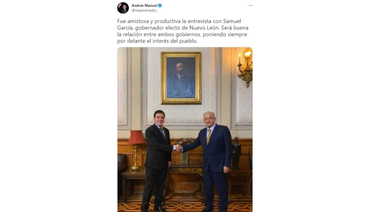 Califica AMLO como "amistosa y productiva" la reunión con Samuel García