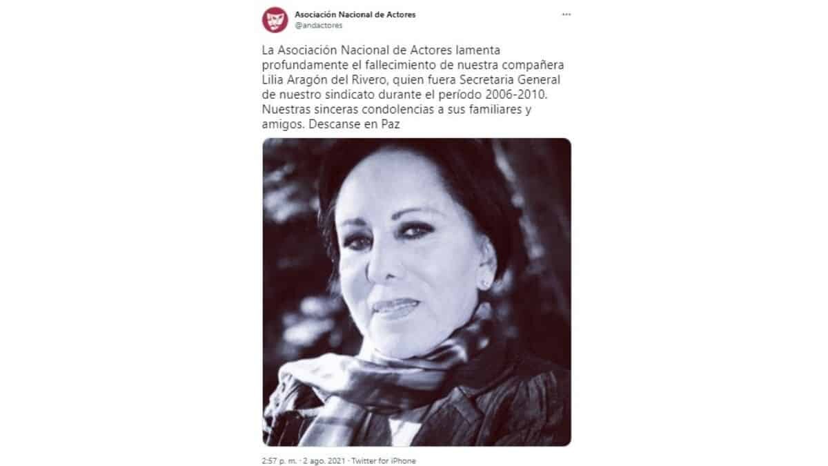 Confirma ANDA muerte de la actriz Lilia Aragón