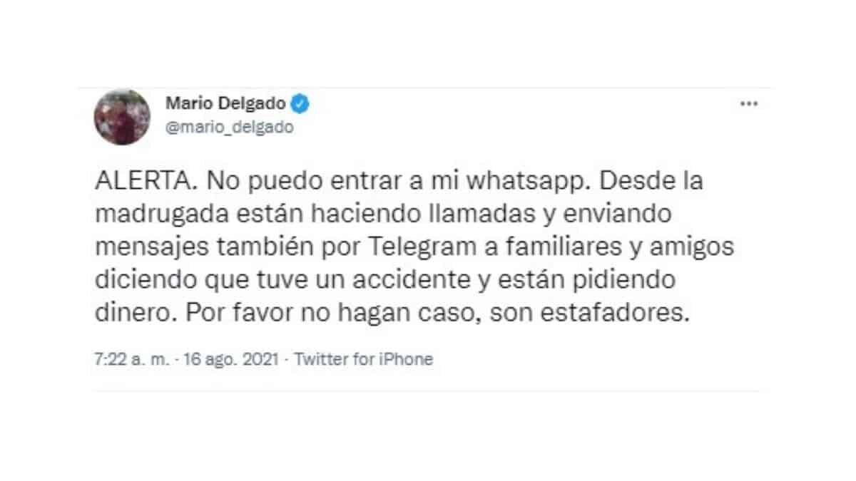 Mario Delgado acusa hackeo de su WhatsApp