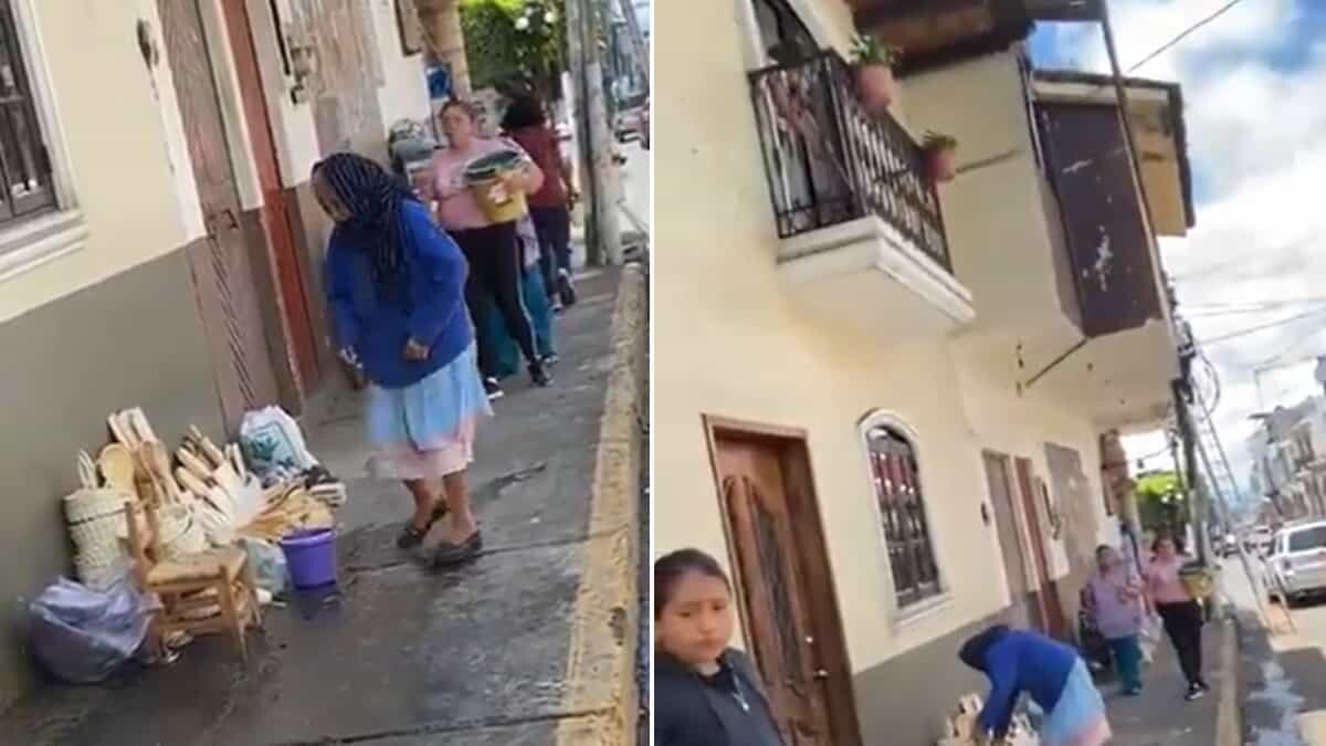 ¡Sin corazón! Mujer arroja agua a una abuelita que vendía artesanías (Video)