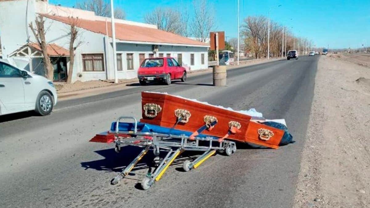 ¡Patitas para que las quiero! Ataúd queda en medio de la carretera