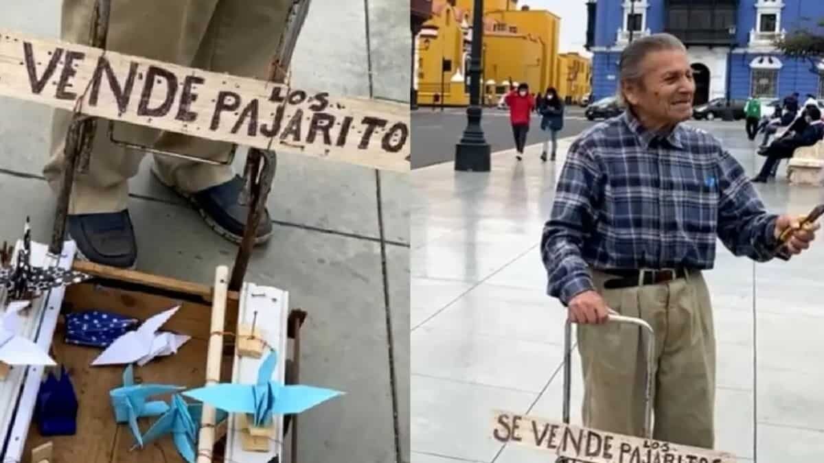 Vende abuelito figuras de origami a sus 94 años