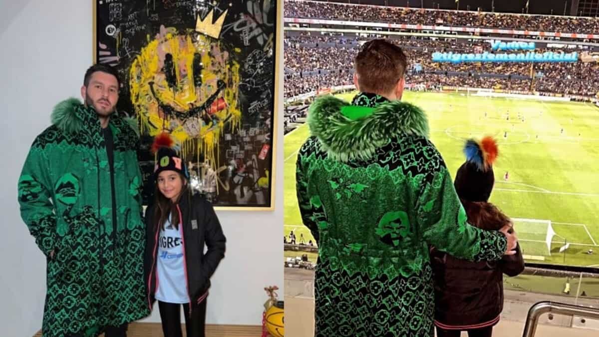Deslumbra Gignac con costoso abrigo verde (Video)