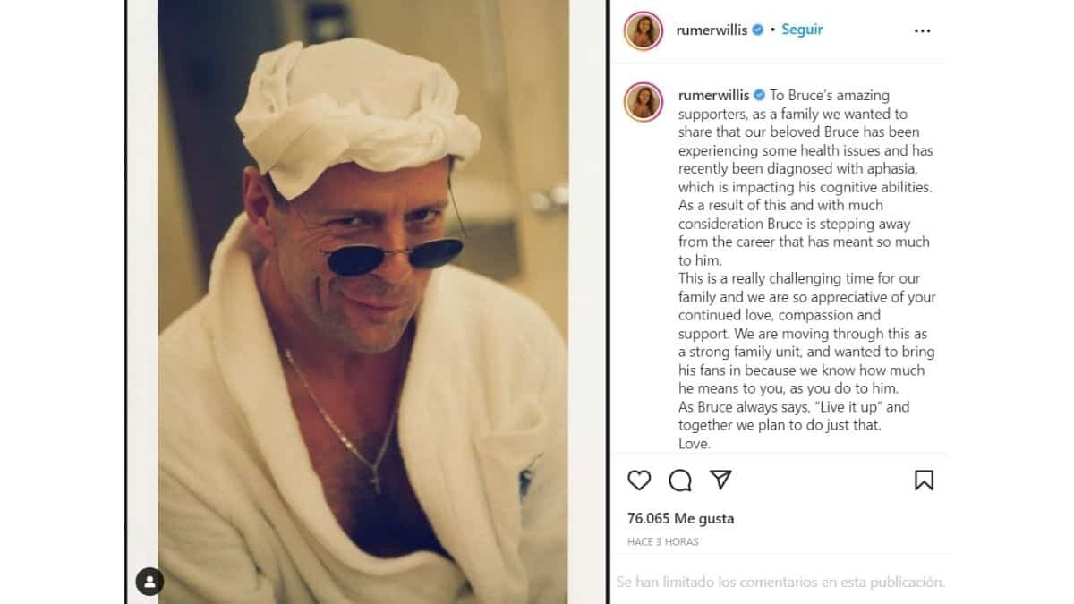 Bruce Willis se retirará de la actuación tras ser diagnosticado con afasia