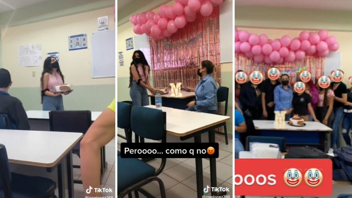 alumnos organizan fiesta de cumpleaños a maestra por error