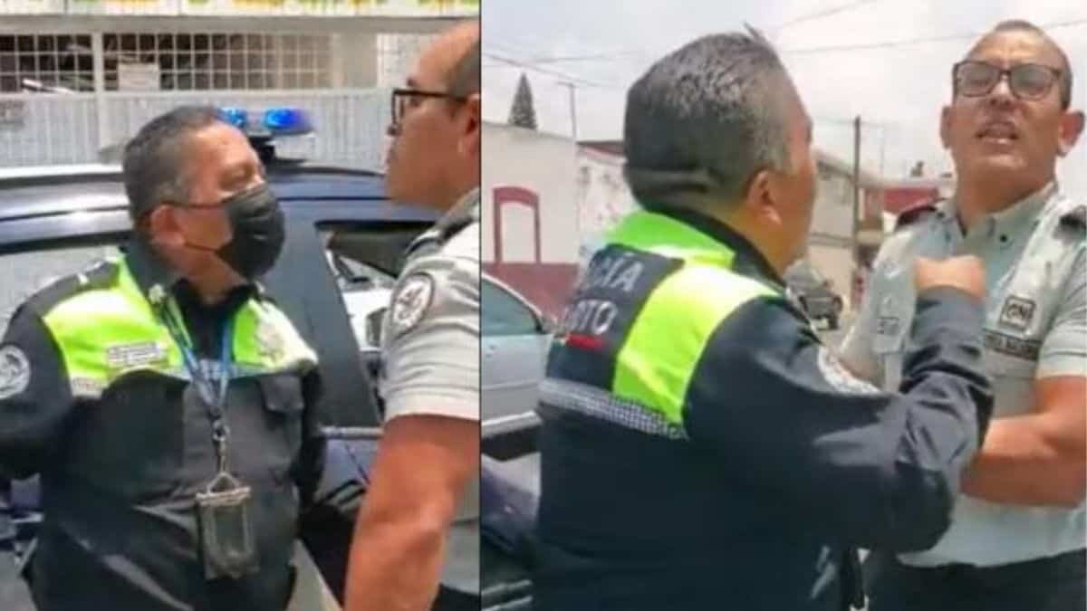 Captan agresión de elemento de GN a policías de Puebla (Video)