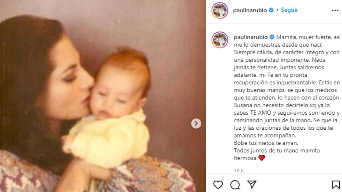 Dedica Paulina Rubio emotivo mensaje a Susana Dosamantes