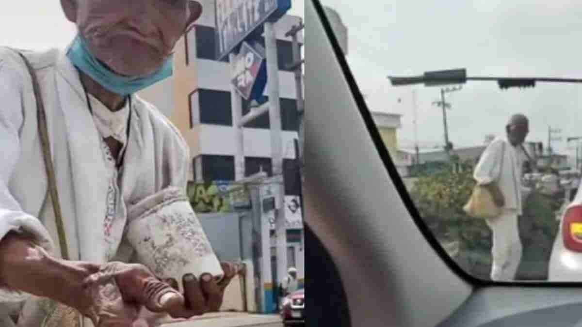 Abuelito que pide dinero sólo recibe monedas de 10 pesos (VIDEO)