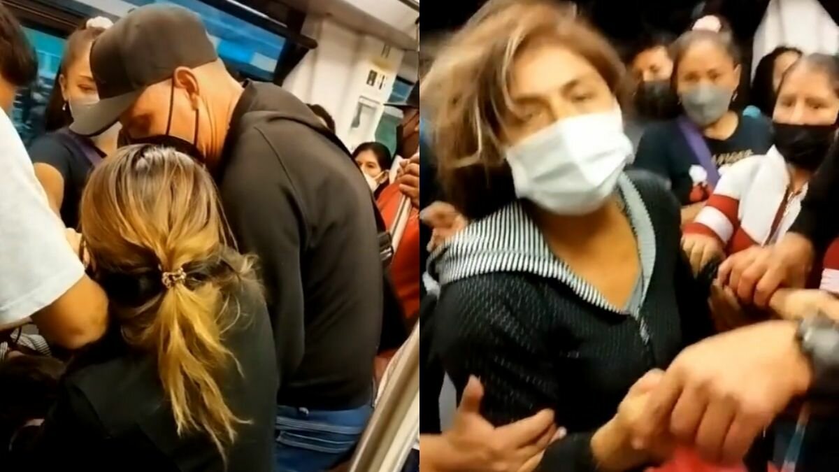 ¡Zafarrancho! Golpea mujer a la amante de su esposo en vagón del metro (Video)