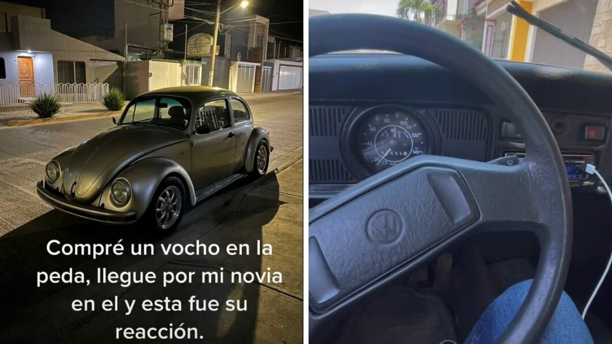 Joven compra un ‘vocho’ y esta fue la reacción de su novia