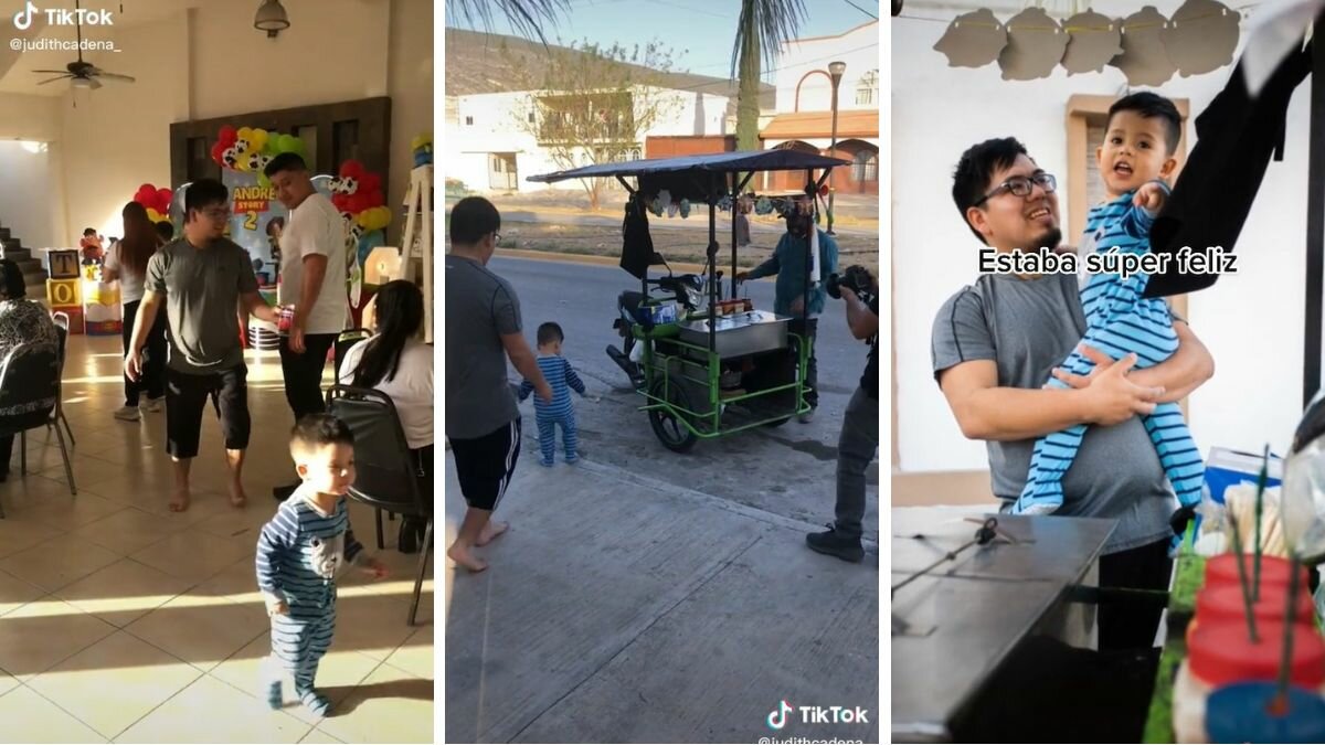 Sorprende elotero a un niño al llegar a su fiesta (Video)