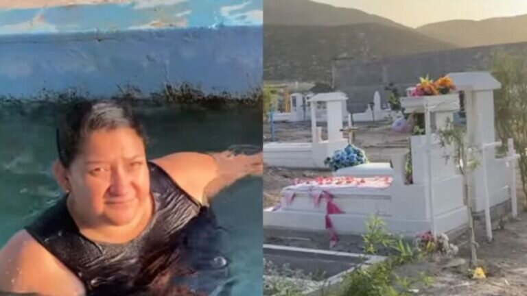 ¡No hay respeto! Familia se refresca en pileta de panteón