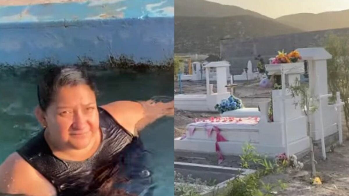 ¡No hay respeto! Familia se refresca en pileta de panteón