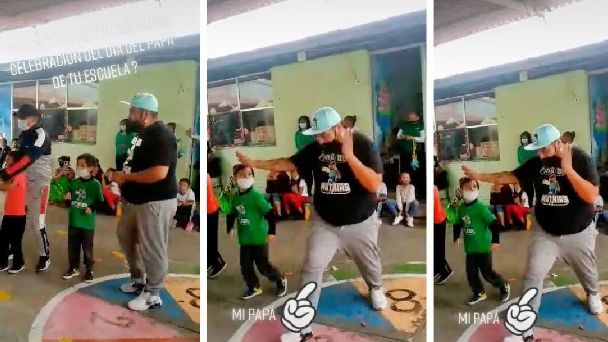 Padre de familia se lleva el show en festival infantil (Video)