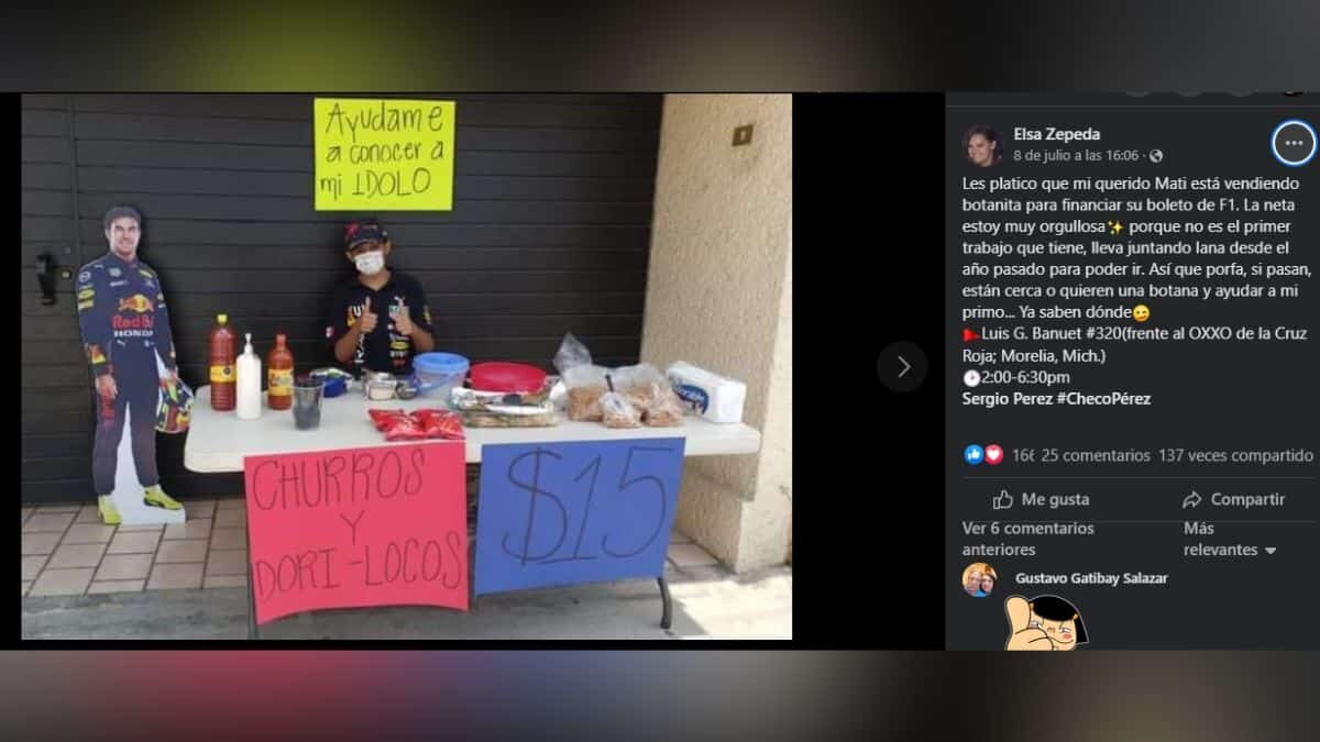 Conoce a Matías, el niño que vende botana para conocer a Checo Pérez