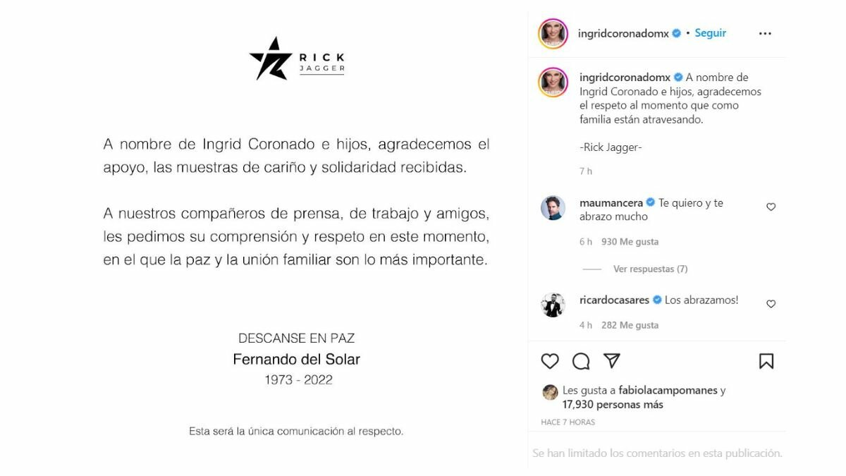 Ingrid Coronado reaparece con mensaje tras ataques en redes por muerte de Fernando del Solar