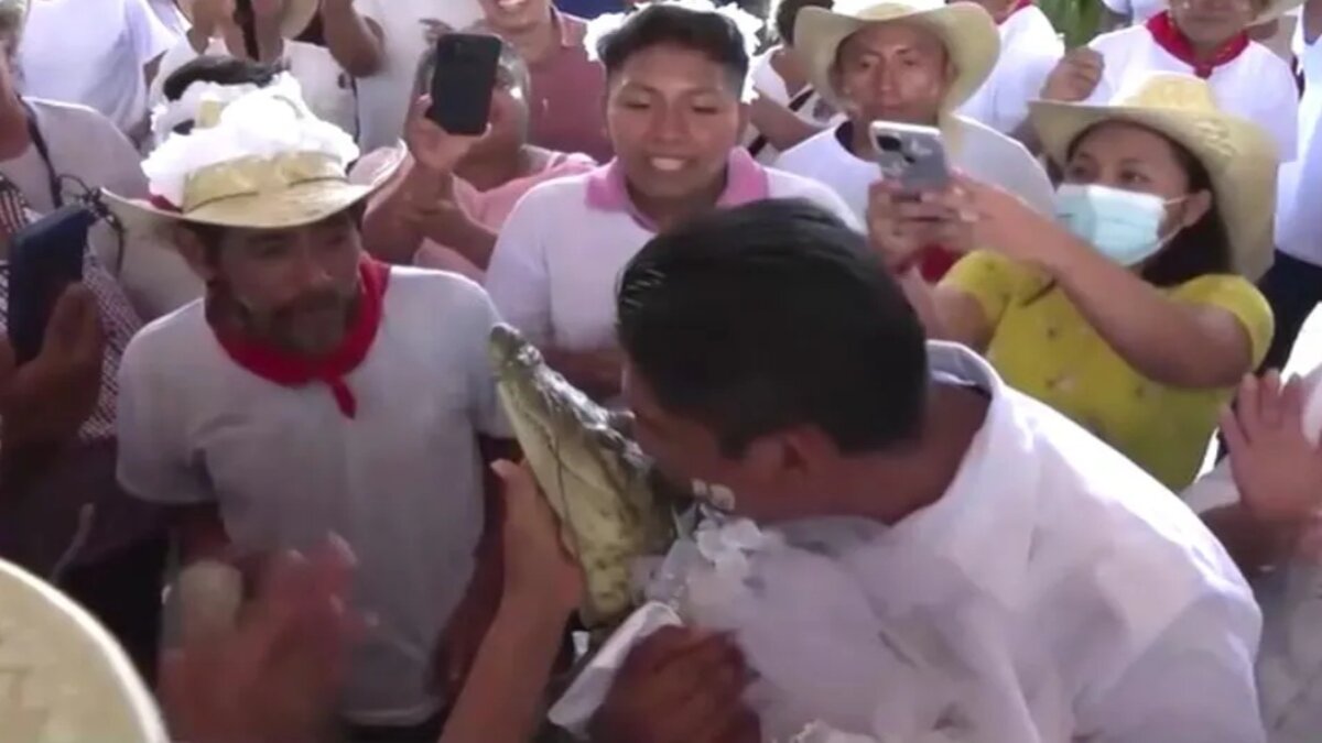¡México Mágico! Alcalde de Oaxaca se casa con un caimán (Video)