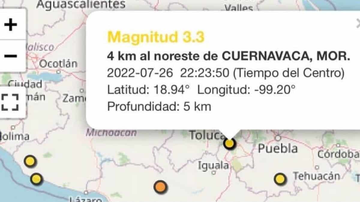 Sorprende sismo en Cuernavaca y alrededores